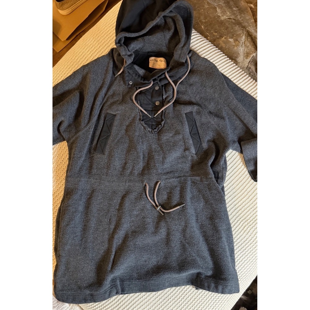 We The Free Free People Charcoal Gray Fleece Lace Up Hoodie Pullover Small